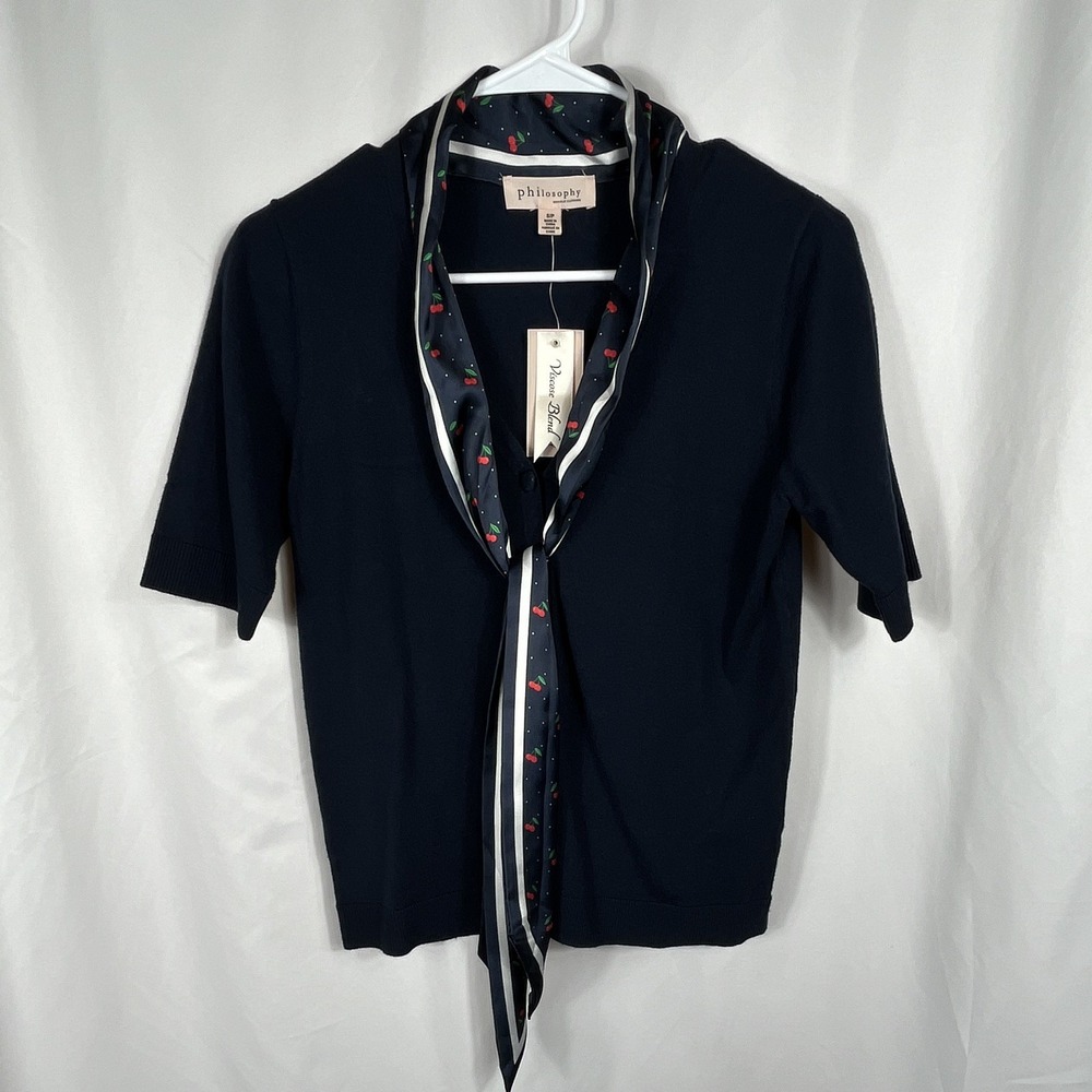 Philosophy Republic Clothing Womens Navy Blue‎ Short Sleeve Sweater Size Small